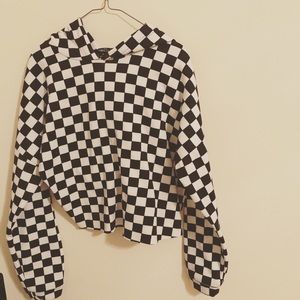 Checkered Cropped Hoodie
